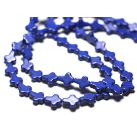 Filo 39 cm 35 pz circa - Croce di sintesi ricostituita perline di pietra turchese 10x8 mm Blu notte