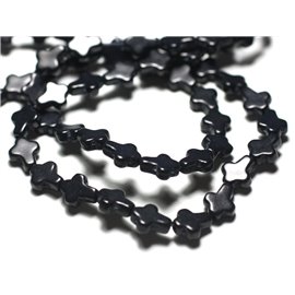 Hilo 39cm 35pc aprox - Perlas de Piedra Turquesa Cruz de Síntesis Reconstituida 10x8mm Negro