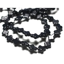 20pc - Perlas de piedra turquesa sintética sintética Cruz 10x8mm Negro - 7427039727402