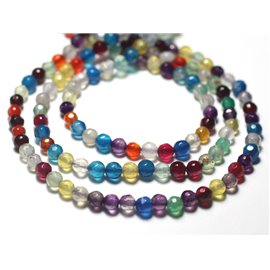 20pc - Stone Beads - Agate Faceted Balls 4mm Multicolour - 7427039727433