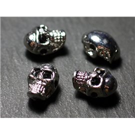 2pc - Skull kralen Verzilverd Rhodium Metaal 13 mm zijboring - 7427039727464