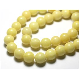 10pc - Perles Pierre Jade Boules 10mm Jaune clair pastel - 7427039727471