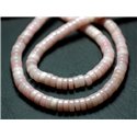 Fil 39cm 205pc env - Perles de Pierre - Opale Rose Rondelles Heishi 4x1-2mm