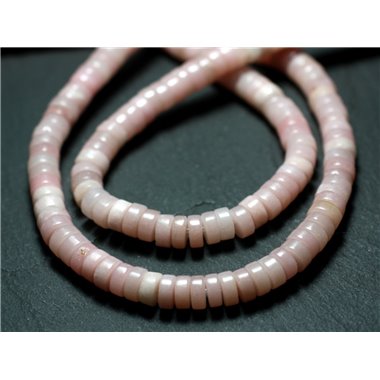 Fil 39cm 205pc env - Perles de Pierre - Opale Rose Rondelles Heishi 4x1-2mm