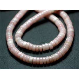 Filo 39 cm circa 205 pz - Perline di pietra - Rondelle Heishi opale rosa 4x1-2 mm