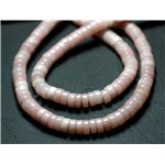 Fil 39cm 205pc env - Perles de Pierre - Opale Rose Rondelles Heishi 4x1-2mm