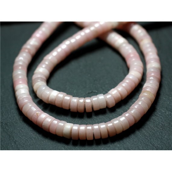 Fil 39cm 145pc env - Perles de Pierre - Opale Rose Rondelles Heishi 6-7x2-3mm