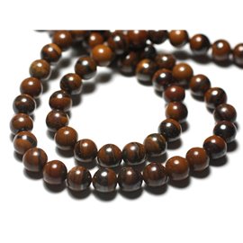 5pc - Stone Beads - Iron Eye Brown Balls 8mm - 7427039727624