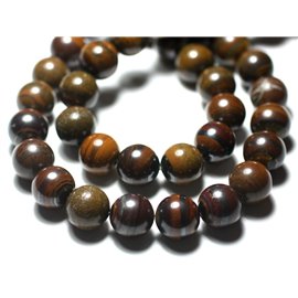 4pc - Stone Beads - Iron Eye Brown Balls 12mm - 7427039727648