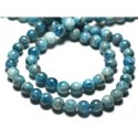 Fil 39cm 67pc env - Perles de Pierre - Apatite Boules 6mm Bleu