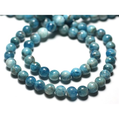 Fil 39cm 67pc env - Perles de Pierre - Apatite Boules 6mm Bleu