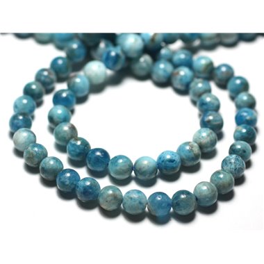 10pc - Perles de Pierre - Apatite Boules 6mm Bleu - 7427039727662