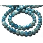 10pc - Perles de Pierre - Apatite Boules 6mm Bleu - 7427039727662