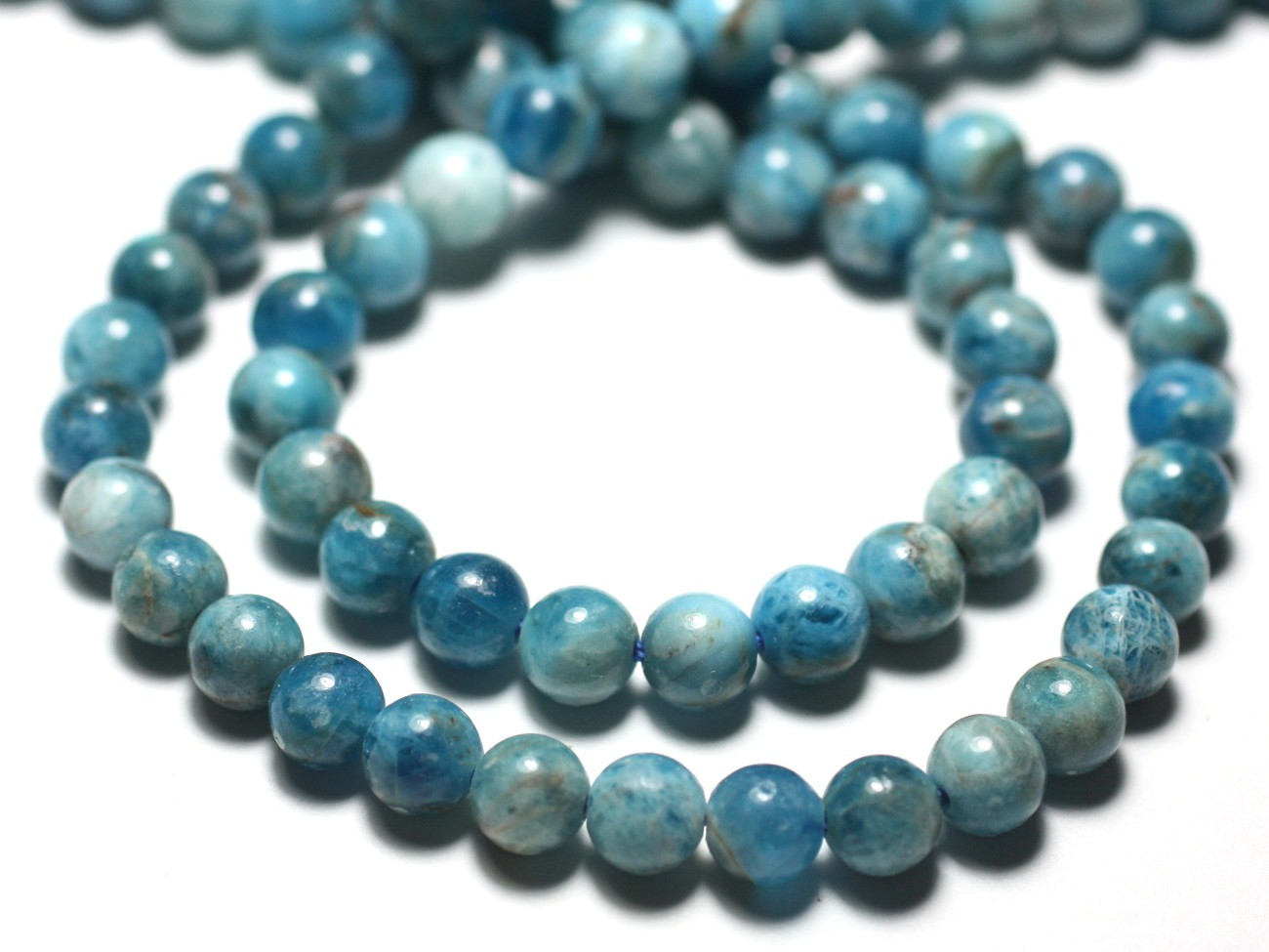 10pc - Perles de Pierre - Apatite Boules 6mm Bleu - 7427039727662