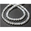 10pc - Perles de Pierre - Pierre de Lune orientale Boules 3-4mm Blanc gris irisé - 7427039727747