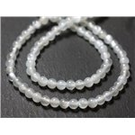 10pc - Perles de Pierre - Pierre de Lune orientale Boules 3-4mm Blanc gris irisé - 7427039727747