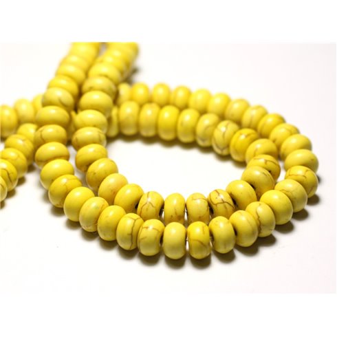 Fil 39cm 160pc env - Perles de Pierre Turquoise Synthèse Rondelles 4x2mm Jaune