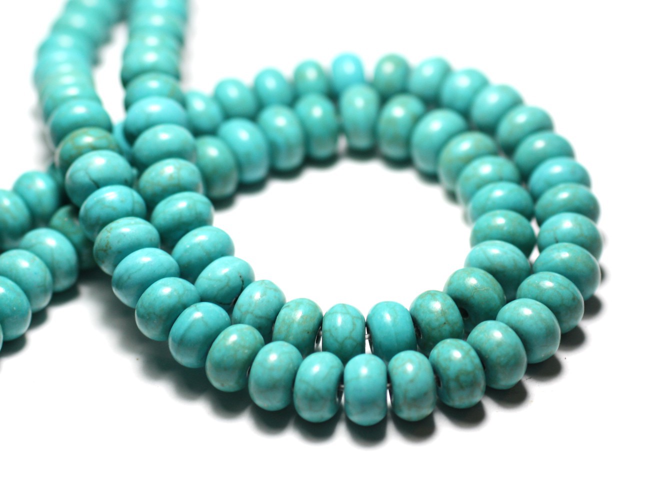 Fil 39cm 160pc env - Perles de Pierre Turquoise Synthèse Rondelles 4x2mm Bleu Turquoise