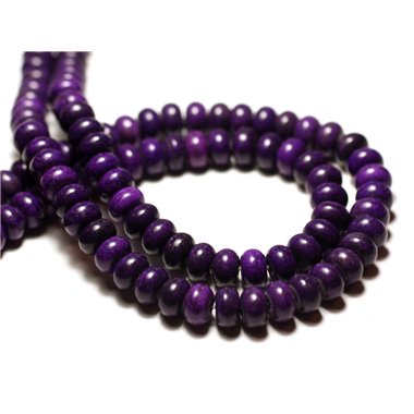 Fil 39cm 160pc env - Perles de Pierre Turquoise Synthèse Rondelles 4x2mm Violet