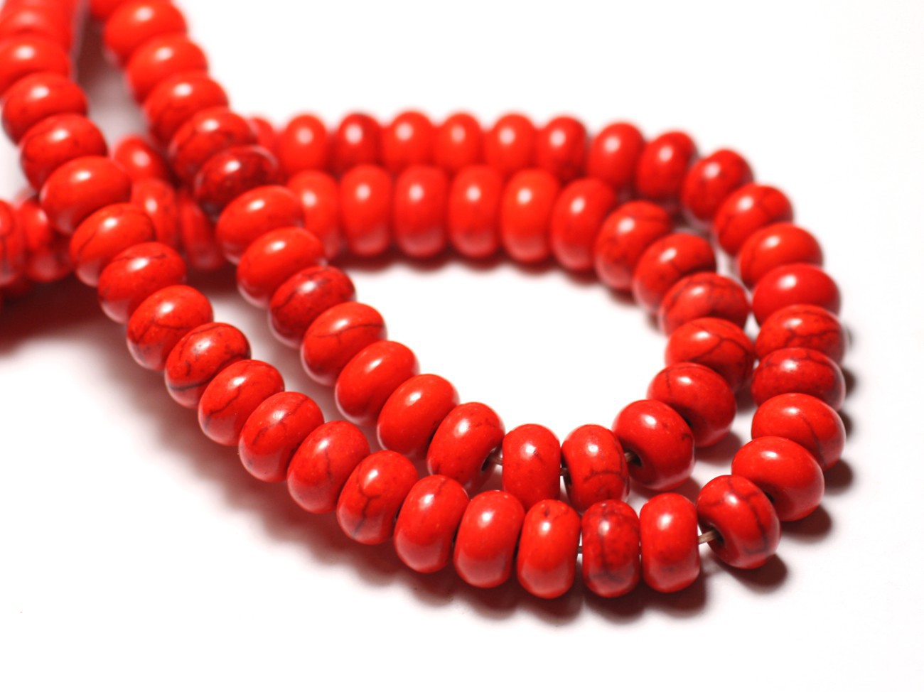 Fil 39cm 100pc env - Perles de Pierre Turquoise Synthèse Rondelles 6x4mm Orange