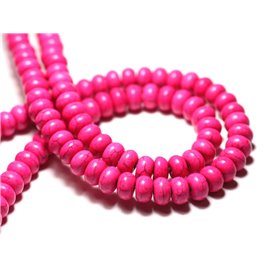 Gewinde 39cm ca. 100 Stück - Synthetische türkisfarbene Steinperlen Rondelles 6x4mm Fluo Pink