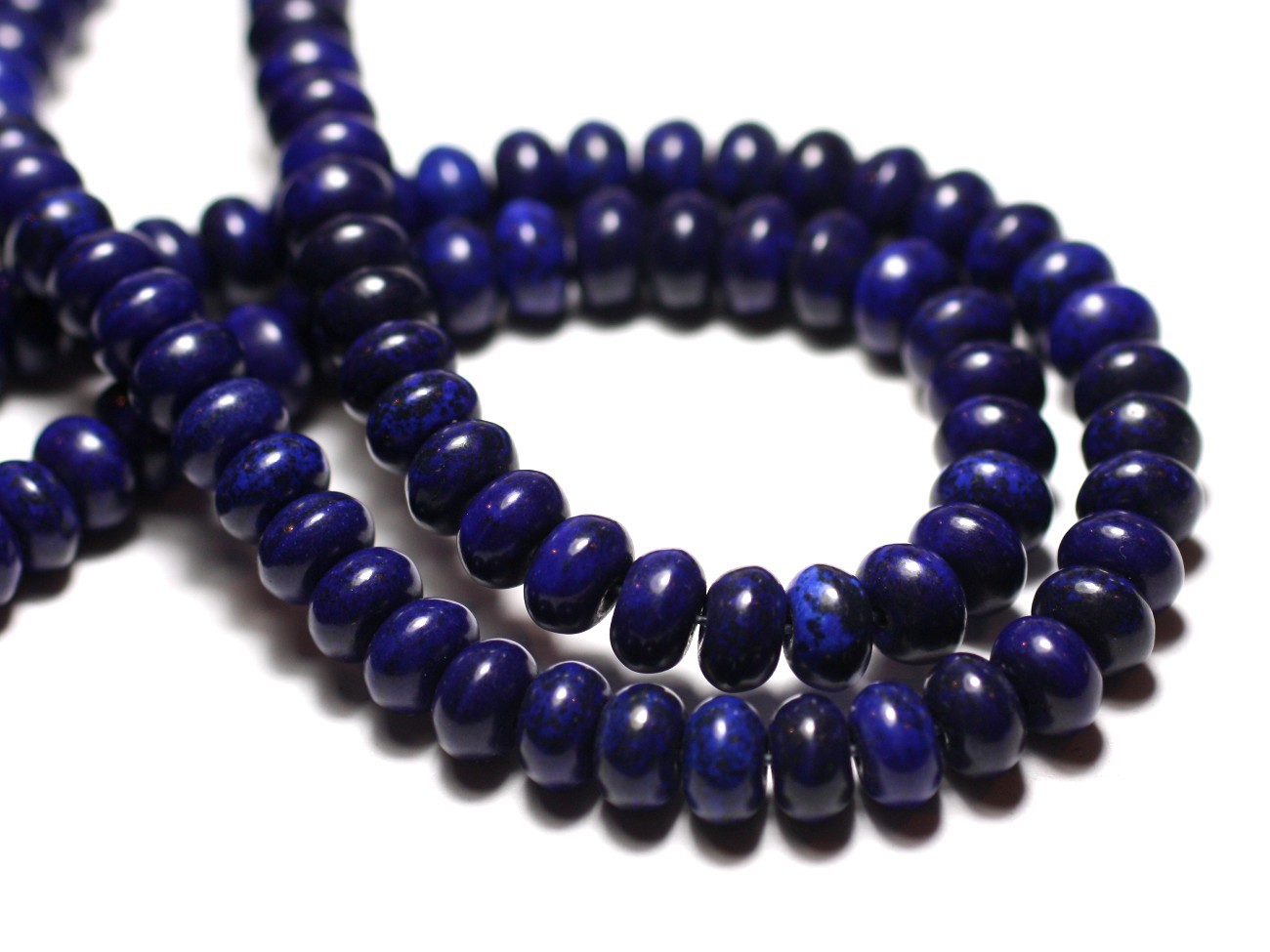 Fil 39cm 100pc env - Perles de Pierre Turquoise Synthèse Rondelles 6x4mm Bleu Nuit