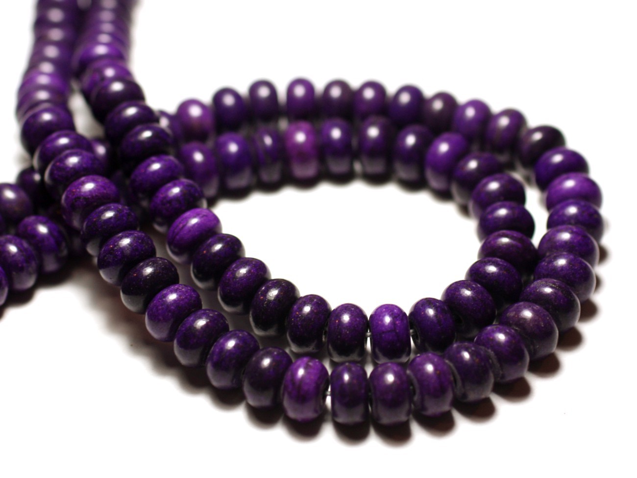 Fil 39cm 100pc env - Perles de Pierre Turquoise Synthèse Rondelles 6x4mm Violet