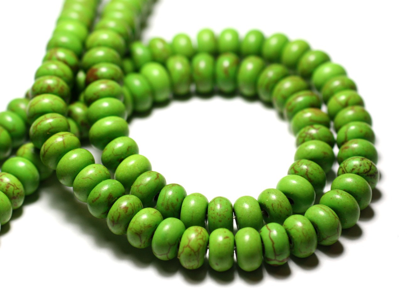 35pc - Perles de Pierre Turquoise Synthèse Rondelles 6x4mm Vert - 7427039727990