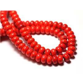 35pc - Synthetic Turquoise Stone Beads Rondelles 6x4mm Orange - 7427039728010