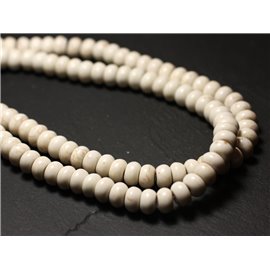 35pc - Perline di pietra turchese sintetico Rondelle 6x4mm Bianco - 7427039728034