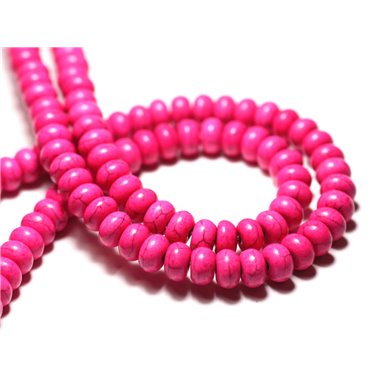 35pc - Perles de Pierre Turquoise Synthèse Rondelles 6x4mm Rose Fluo - 7427039728058