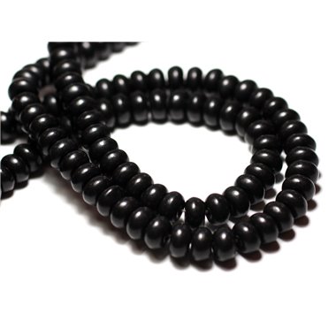 35pc - Perles de Pierre Turquoise Synthèse Rondelles 6x4mm Noir - 7427039728089