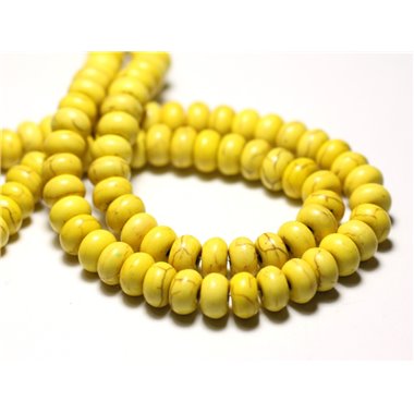 40pc - Perles de Pierre Turquoise Synthèse Rondelles 4x2mm Jaune - 7427039728157