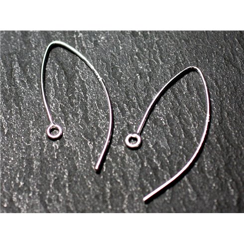 1 Paire - Crochets Argent 925 Boucles d'Oreilles 28x12mm - 7427039728249