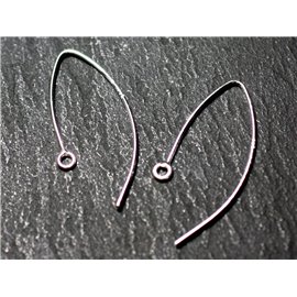 1 Pair - 925 Sterling Silver Hooks 28x12mm Earrings - 7427039728249
