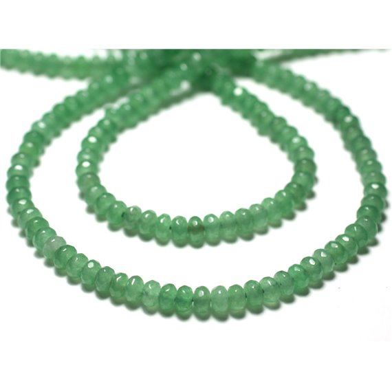 Fil 39cm 145pc env - Perles de Pierre - Jade Rondelles Facettées 4x2mm Vert clair