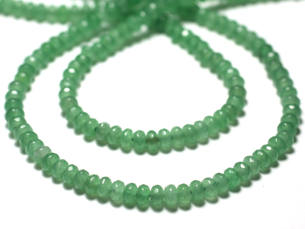 30pc - Perles de Pierre - Jade Rondelles Facettées 4x2mm Vert clair - 7427039728270