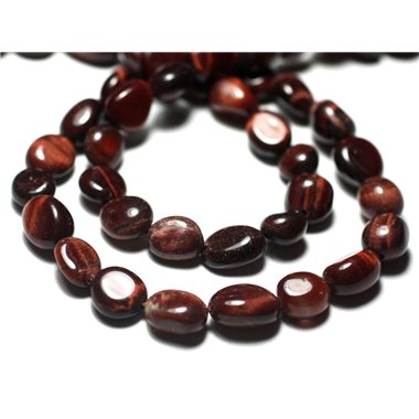 10pc - Perles de Pierre - Oeil de Taureau Olives Ovales 7-11mm - 7427039728300