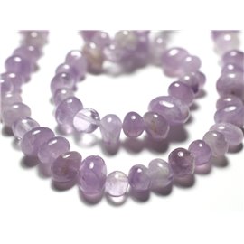 Thread 39cm 52pc approx - Stone beads - Clear amethyst Nuggets rolled pebbles 7-13mm