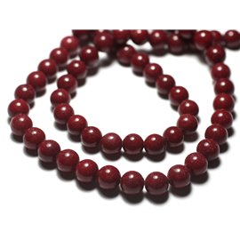 Thread 39cm approx 50pc - Stone Beads - Jade Balls 8mm Bordeaux Red 