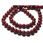 Fil 39cm 50pc env - Perles de Pierre - Jade Boules 8mm Rouge Bordeaux 