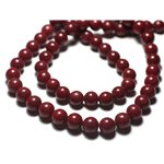 10pc - Perles de Pierre - Jade Boules 8mm Rouge Bordeaux - 7427039728430