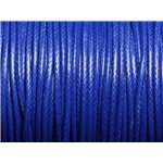 Bobine 180 mètres - Fil Cordon Coton Ciré 1mm Bleu Roi