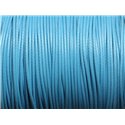 Bobine 180 mètres - Fil Cordon Coton Ciré 1mm Bleu Turquoise Azur