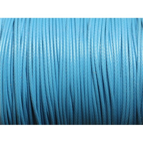 Bobine 180 mètres - Fil Cordon Coton Ciré 1mm Bleu Turquoise Azur