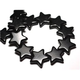 Hilo 39cm 13pc aprox - Cuentas de Piedra Turquesa Sintética 35mm Estrellas Negro