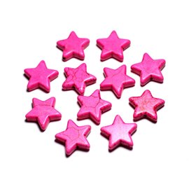 Hilo 39cm 13pc aprox - Cuentas de piedra turquesa sintética 35mm Estrellas rosa neón