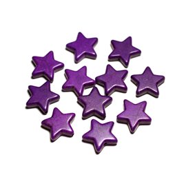 Filo 39 cm 13 pz circa - Perline di pietra turchese sintetico 35 mm Stelle viola