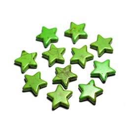 Gewinde ca. 39 cm 13 Stück - Synthetische türkisfarbene Steinperlen 35 mm Sterne Grün