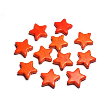 2pc - Perles de Pierre Turquoise Synthèse Étoiles 35mm Orange - 7427039728638
